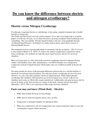Do you know the difference between electric and nitrogen cryotherapy