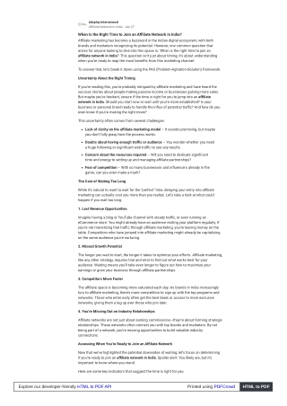When Is the Right Time to Join an Affiliate Network in India