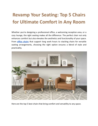 Revamp Your Seating: Top 5 Chairs for Ultimate Comfort in Any Room