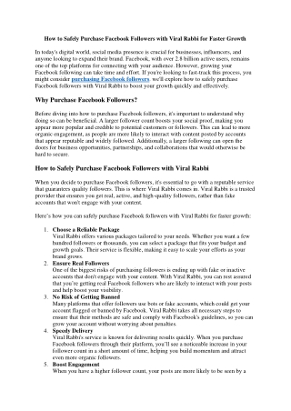 How to Safely Purchase Facebook Followers with Viral Rabbi for Faster Growth