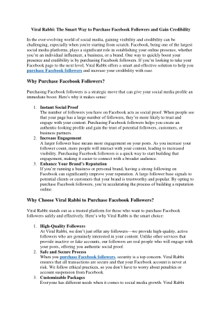 Viral Rabbi The Smart Way to Purchase Facebook Followers and Gain Credibility