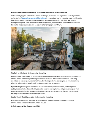 Adeptus Environmental Consulting: Sustainable Solutions for a Greener Future