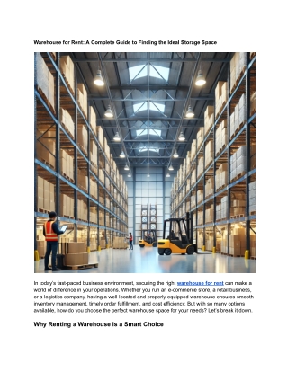 Warehouse for Rent_ A Complete Guide to Finding the Ideal Storage Space
