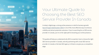 Guide to Choosing the Best SEO Service Provider in Canada