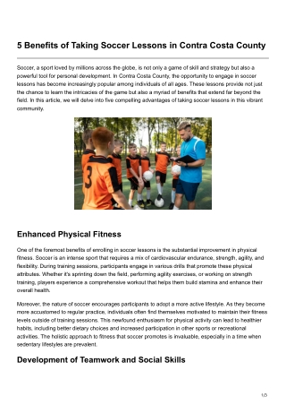 5 Benefits of Taking Soccer Lessons in Contra Costa County