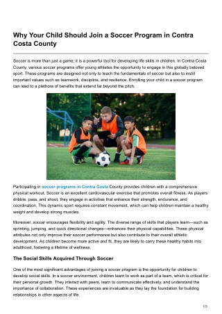 why your child should join a soccer program