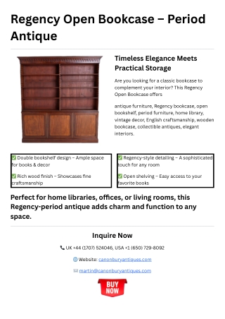 regency open bookcase period antique