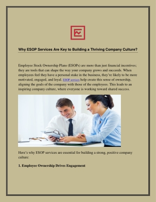 Why ESOP Services Are Key to Building a Thriving Company Culture