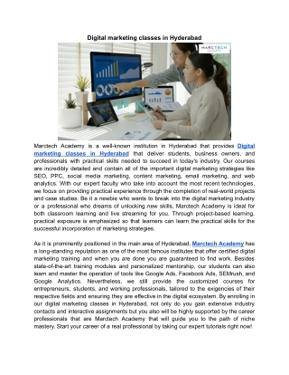 Digital marketing classes in Hyderabad | MARCTECH ACADEMY