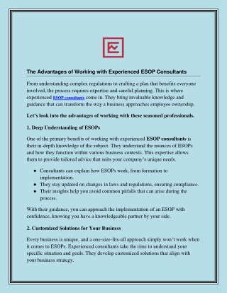 The Advantages of Working with Experienced ESOP Consultants