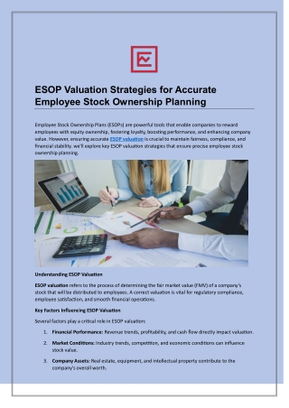 ESOP Valuation Strategies for Accurate Employee Stock Ownership Planning