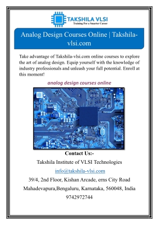 Analog Design Courses Online | Takshila-vlsi.com