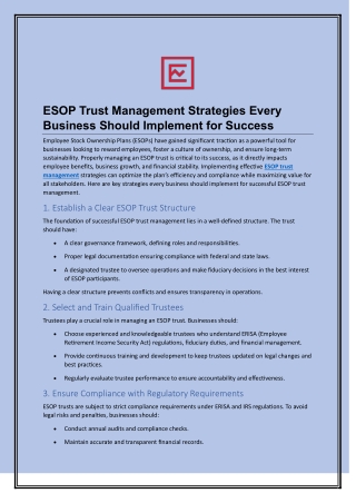 ESOP Trust Management Strategies Every Business Should Implement for Success