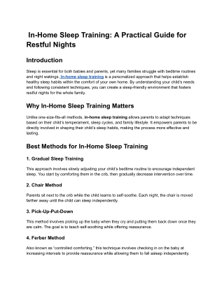 In-Home Sleep Training_ A Practical Guide for Restful Nights