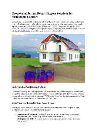Signs You Need Geothermal System Repair