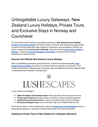 Unforgettable Luxury Getaways_ New Zealand Luxury Holidays, Private Tours, and Exclusive Stays in Norway and Courchevel