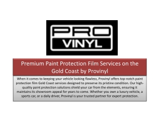 Premium Paint Protection Film Gold Coast | Provinyl – Ultimate Car Protection