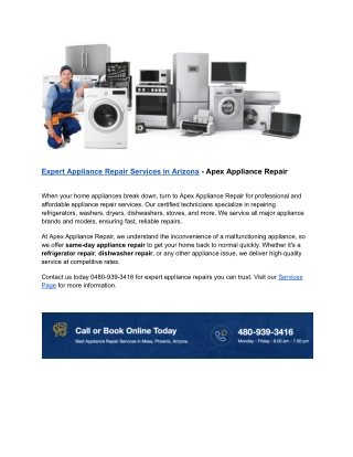 Expert Appliance Repair Services in Arizona - Apex Appliance Repair