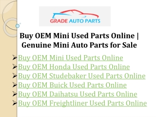 Buy OEM Mini Used Parts Online - Genuine Mini Auto Parts for Sale