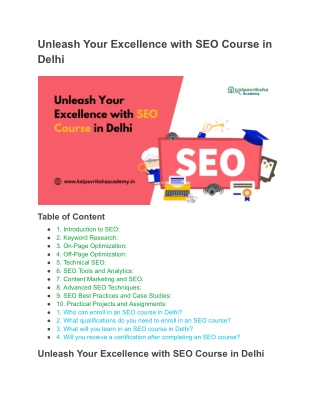 Learn SEO for Free! Top SEO Skill Training in Karol Bagh