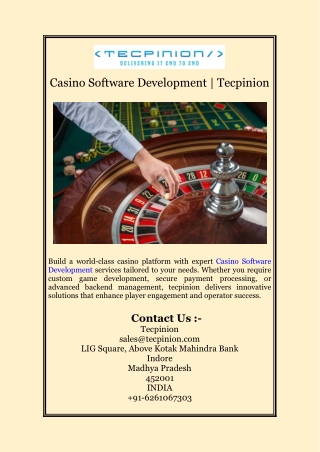 Casino Software Development | Tecpinion