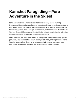 Kamshet Paragliding – Pure Adventure in the Skies!