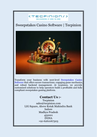 Sweepstakes Casino Software | Tecpinion