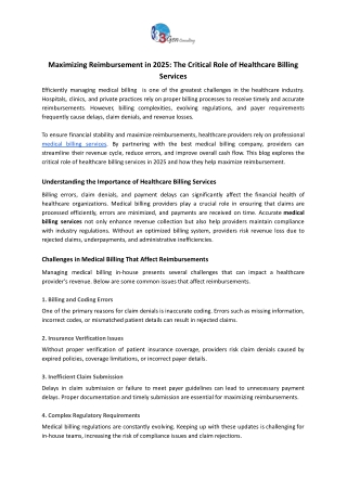 Maximizing Reimbursement in 2025_ The Critical Role of Healthcare Billing Services
