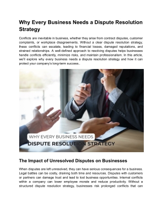 Why Every Business Needs a Dispute Resolution Strategy