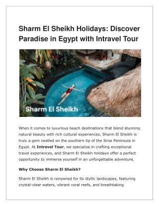 Sharm El Sheikh Holidays – Experience the Best with Intravel Tour