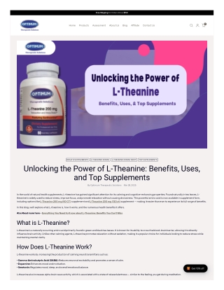 Unlocking the Power of L-Theanine: Benefits, Uses, and Top Supplements