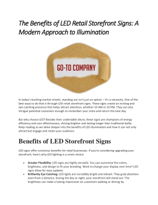 The Benefits of LED Retail Storefront Signs A Modern Approach to Illumination