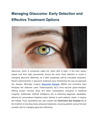 managing glaucoma early detection and