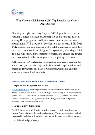 Why Choose a B.Ed from KUK? Top Benefits and Career Opportunities