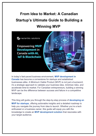 From Idea to Market A Canadian Startup’s Ultimate Guide to Building a Winning MVP