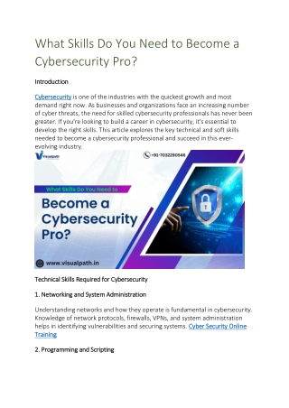 what skills do you need to become a cybersecurity