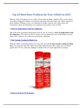 Top 20 Must-Have Products for Your Vehicle in 2025