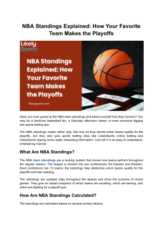 NBA Standings Explained How Your Favorite Team Makes the Playoffs