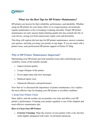 What Are the Best Tips for HP Printer Maintenance
