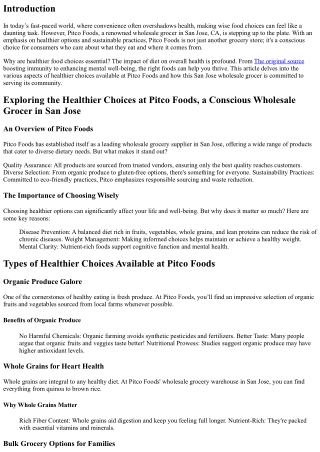 Exploring the Healthier Choices at Pitco Foods, a Conscious Wholesale Grocer in