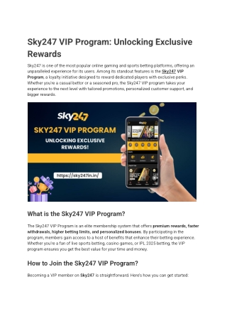 sky247 vip program unlocking exclusive rewards