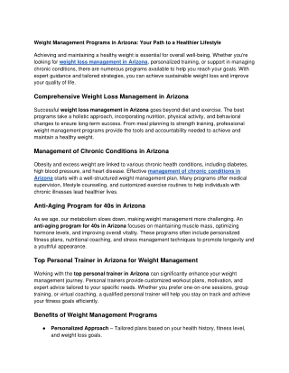 Weight Management Programs in Arizona_ Your Path to a Healthier Lifestyle