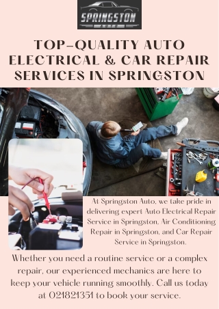 Expert Auto Electrical Repair Service in Springston – Reliable & Affordable Solutions