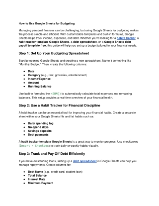 How to Use Google Sheets for Budgeting