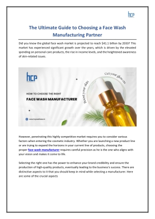 How To Choose The Right Face Wash Manufacturer?