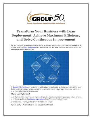 Lean Manufacturing Assessments - Group50 Consulting