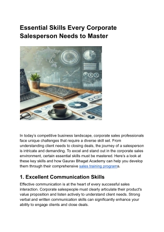 Essential Skills Every Corporate Salesperson Needs to Master