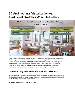 3d architectural visualization vs traditional