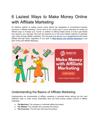 6 Laziest Ways to Make Money Online with Affiliate Marketing