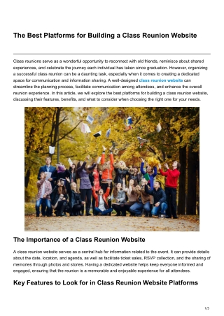 The Best Platforms for Building a Class Reunion Website